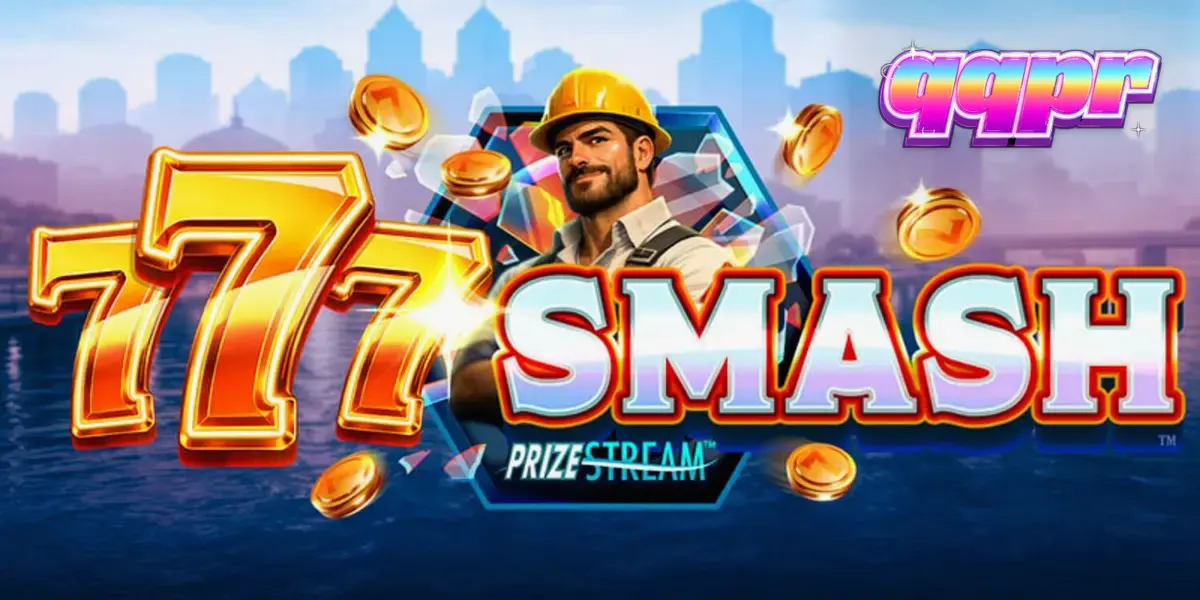 Tampilan visual slot 777 Smash dengan tema konstruksi dan bola penghancur
